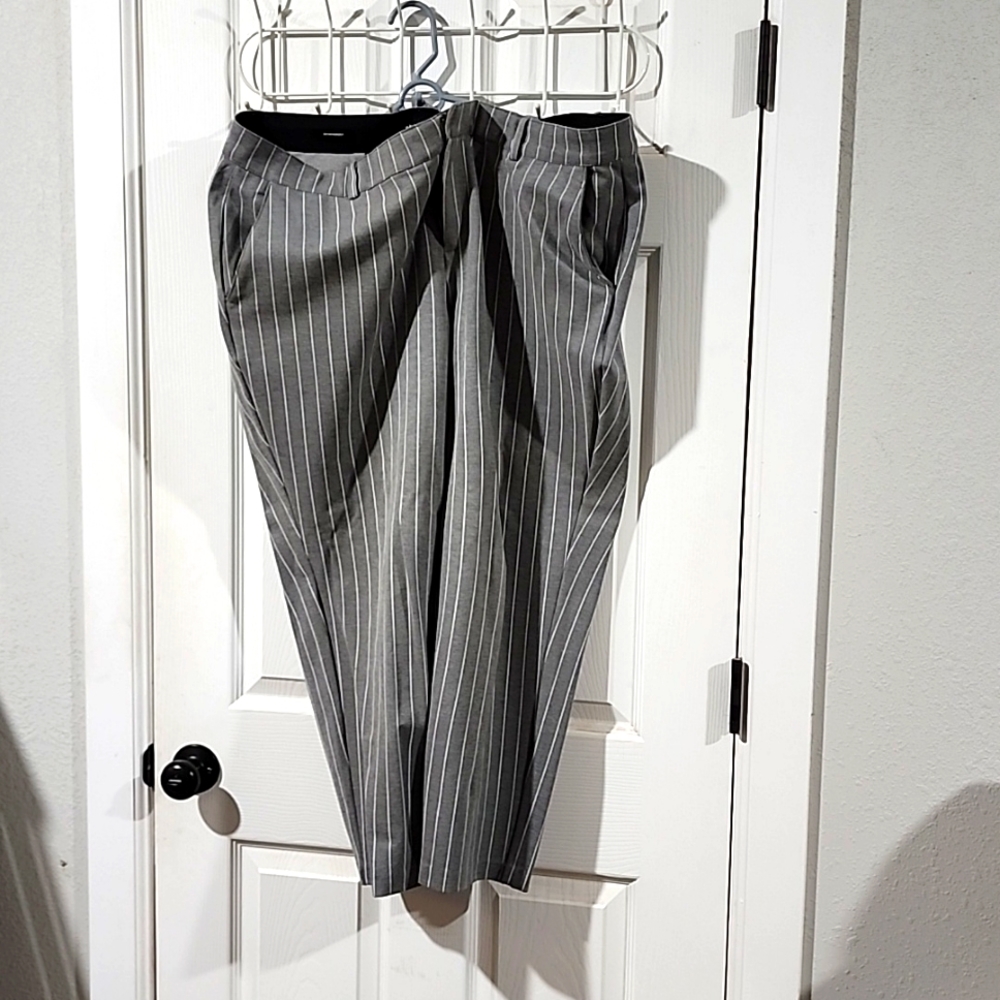 Pin Striped Grey Business Pants - Plus
